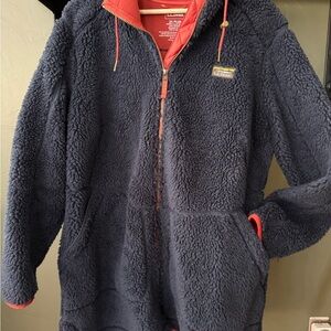 L.L. Bean Navy and Orange Fleece Jacket